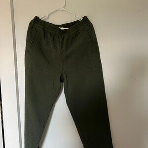 Madewell Quilted Olive/Khaki Pants - Size L NWT
